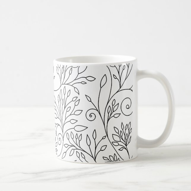 De Café Caneca floral branca e preta (Direita)