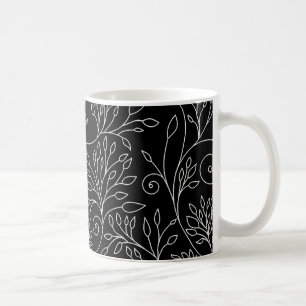 De Café Caneca floral branca e preta
