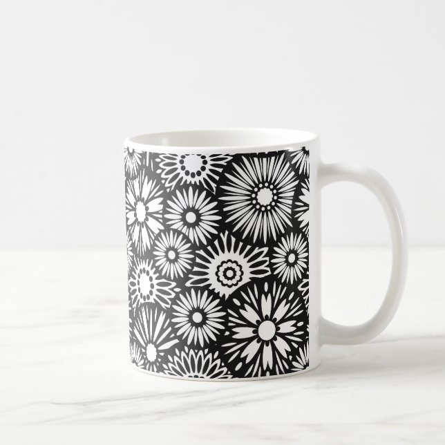 De Café caneca floral branca e preta (Direita)