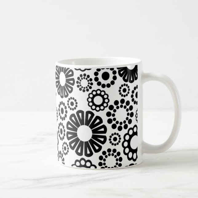 De Café Caneca floral branca e preta (Direita)