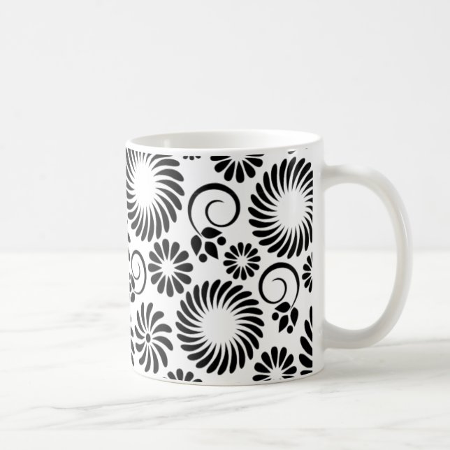 De Café caneca floral branca e preta (Direita)