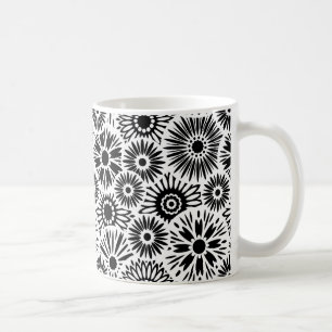 De Café caneca floral branca e preta