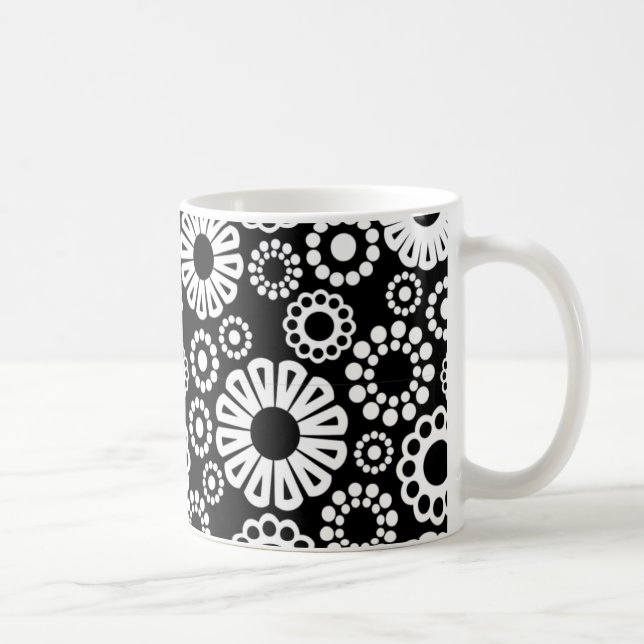 De Café Caneca floral branca e preta (Direita)