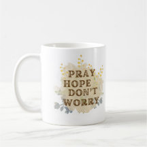 Caneca Floral Católica 'Reze, Espero, Não se Preoc