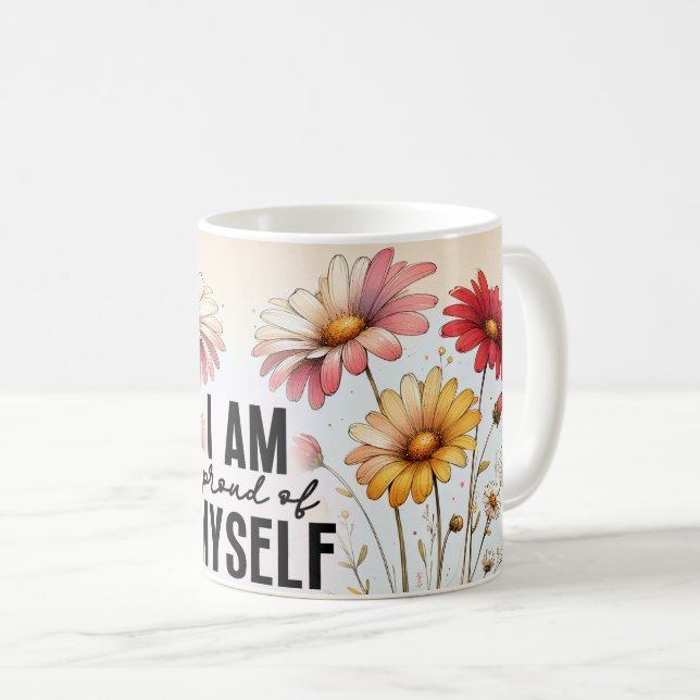 De Café Caneca Floral Citações Positivas (Frente Esquerda)