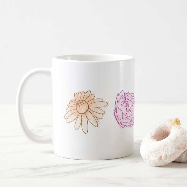 De Café Caneca Floral Colorida (Com Donut)