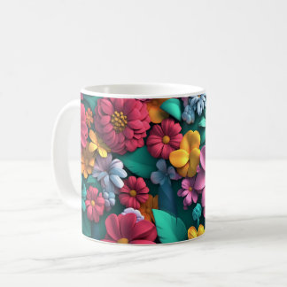 De Café Caneca Floral com Flores Botânicas Coloridas, Pres