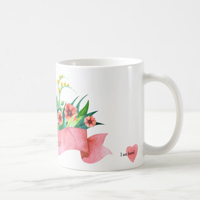 De Café Caneca Floral com Laço Vermelho (Direita)