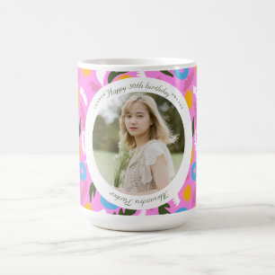 De Café Caneca floral cor-de-rosa para 30º aniversário nom