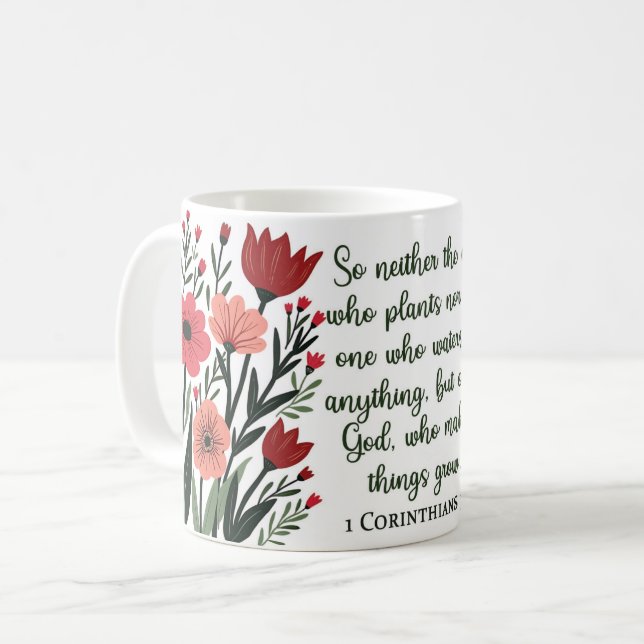 De Café Caneca Floral Cristã (Frente Esquerda)