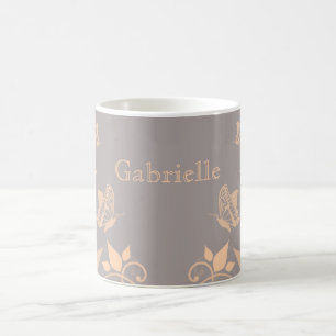 De Café Caneca floral da borboleta coral