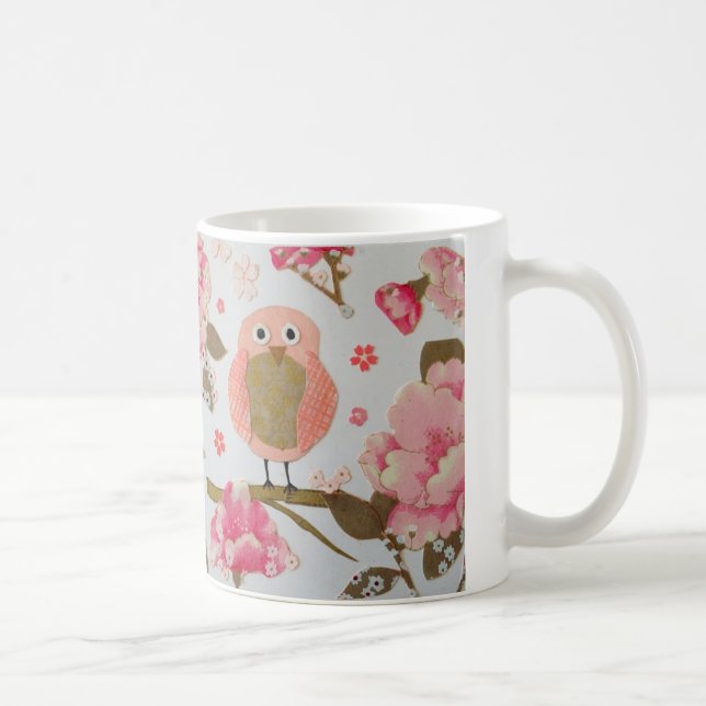 De Café Caneca floral da coruja (Direita)