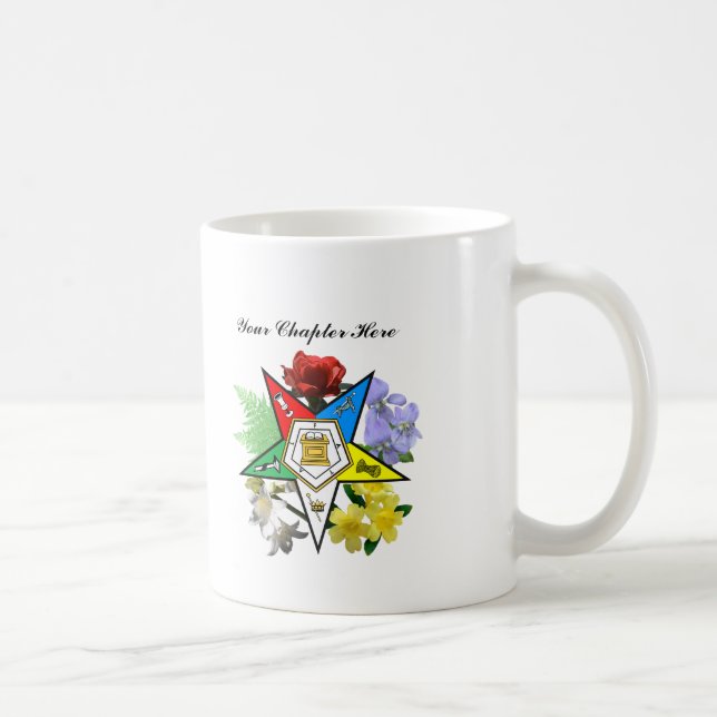 De Café Caneca floral da estrela oriental customizável (Direita)