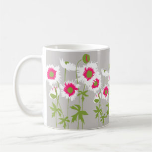 De Café Caneca floral do branco das papoilas, a