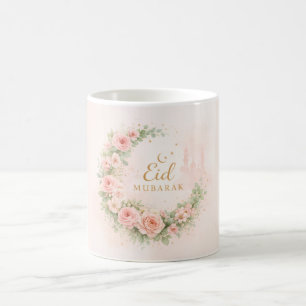 De Café Caneca Floral Eid Mubarak – Presente Islâmico Rosa