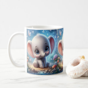 De Café Caneca Floral Elefante Branco Bebê