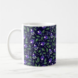 De Café Caneca Floral em Marinho e roxa