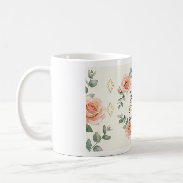 De Café Caneca Floral Inspiradora | Ela Acreditou Que Cons (Esquerda)