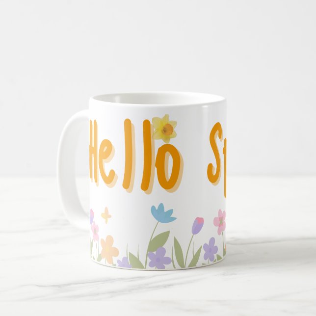 De Café Caneca Floral Olá Primavera  (Frente Esquerda)