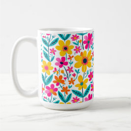De Café Caneca Floral Ousada Pintada