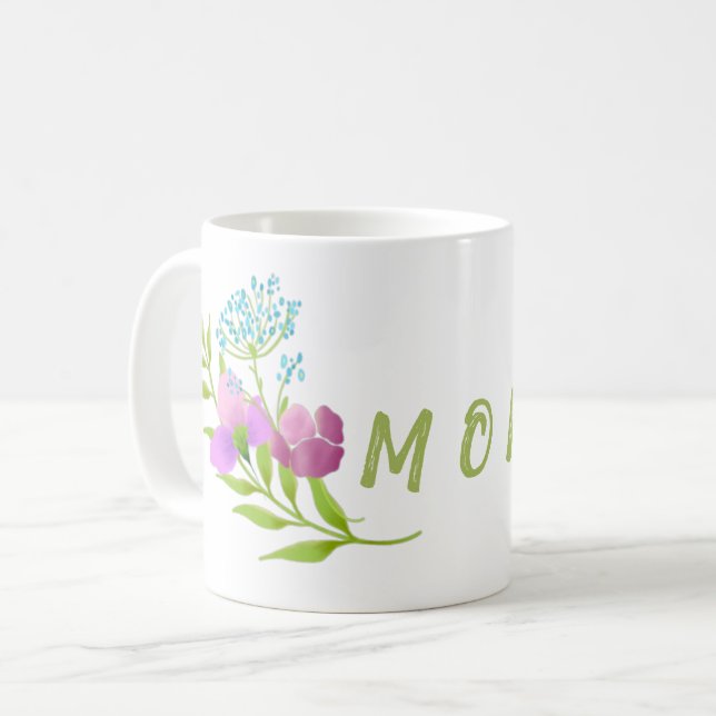 De Café Caneca Floral para Mãe (Frente Esquerda)