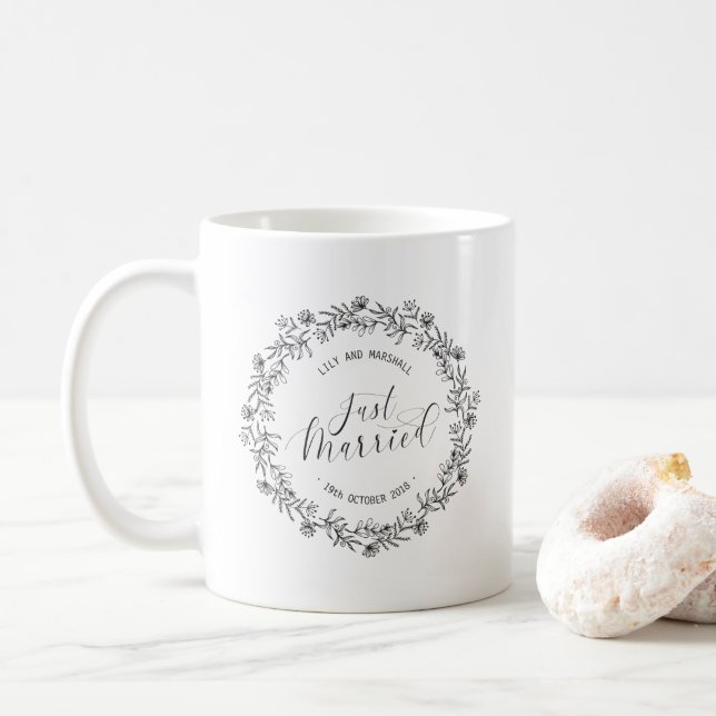 De Café Caneca floral personalizada do recem casados | (Com Donut)