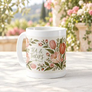 De Café Caneca Floral Romântica Chá e Tulipas