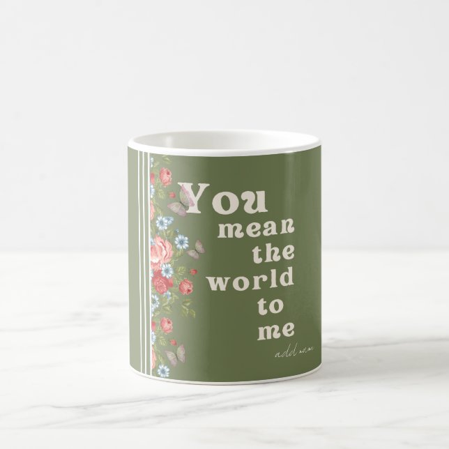 De Café Caneca Floral Verde Oliva – Presente Romântico com (Centro)
