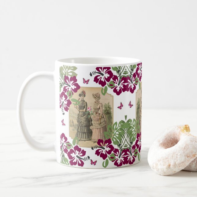 De Café Caneca Floral Vitoriana (Com Donut)