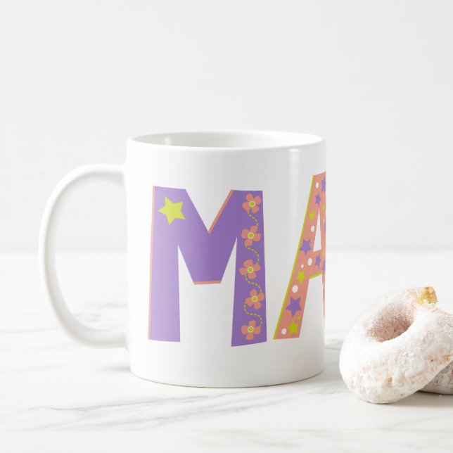 De Café Caneca flores e estrela decorativas Maya (Com Donut)