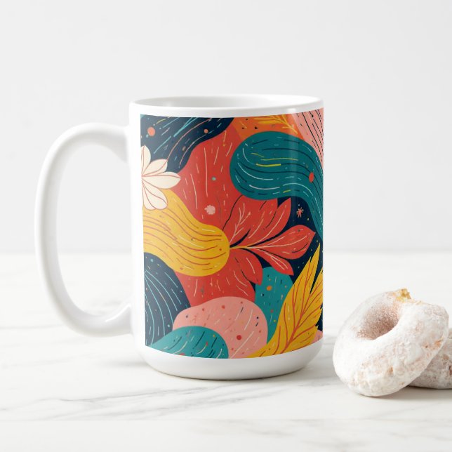 De Café Caneca Fluxo Floral Caprichoso (Com Donut)