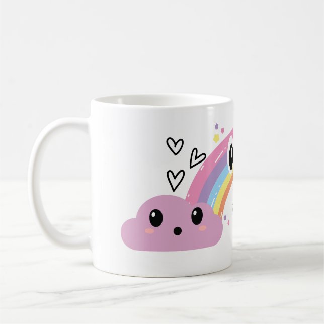 De Café Caneca Fofa “Sorriso Sob o Arco-íris” (Esquerda)