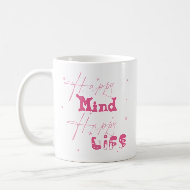 De Café Caneca Fofa Vida Feliz Mente Feliz (Esquerda)