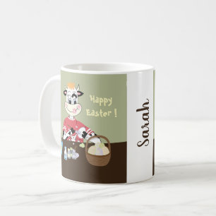 De Café Caneca fofo desenho vaca pintando ovos Páscoa