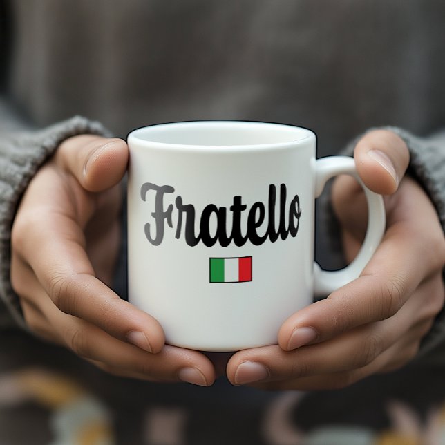 De Café Caneca Fratello Bandeira Italiana - Presente para  (Fratello Italian Flag Mug - Gift for Italian Brother)