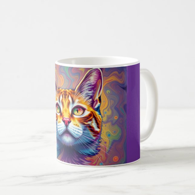 De Café Caneca Fuzzy Cat Clássico (Frente Esquerda)