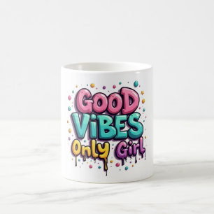 De Café Caneca Garota com Boas Vibrações Grafite