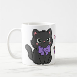 De Café Caneca Gatinho Cinza Fofo Kawaii com Laço Roxo Gra