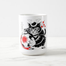 Caneca Gato Samurai Feroz - Para Guerreiros do Fut
