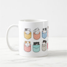 Caneca Gatos em Bolsos Coloridos