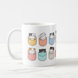 De Café Caneca Gatos em Bolsos Coloridos