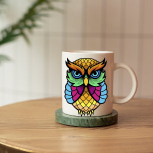 De Café caneca geométrica colorida