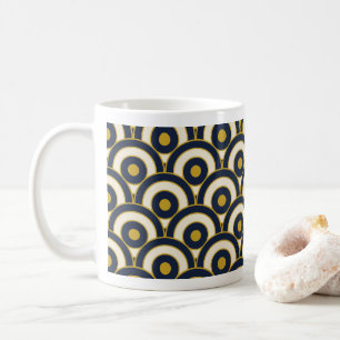 De Café Caneca Geométrica Islâmica Azul Marinho e Dourado