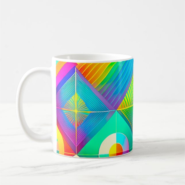 De Café Caneca Geométrica Retro – Meados do Século em Core (Esquerda)