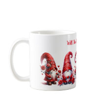 Caneca Gnome do Dia dos Namorados com Corações e B