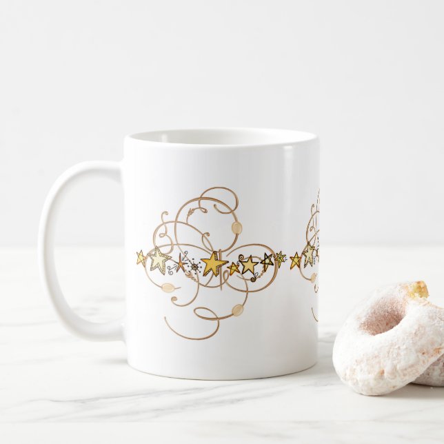 De Café Caneca Gold Stars (Com Donut)