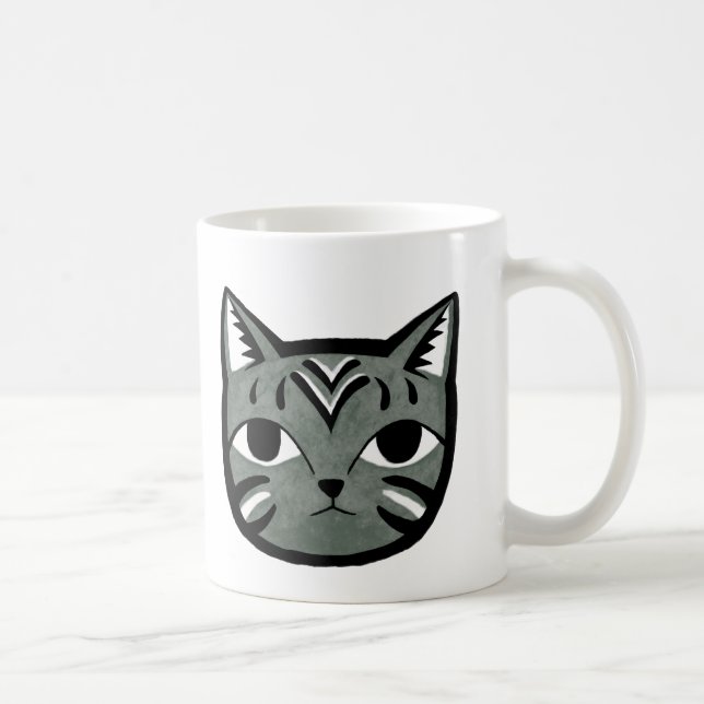 De Café Caneca gráfica do gato original cinzento da caneca (Direita)