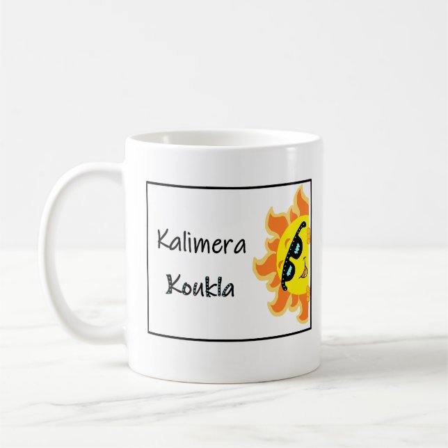 De Café Caneca Grega com a Frase "Kalimera Koukla" (Esquerda)