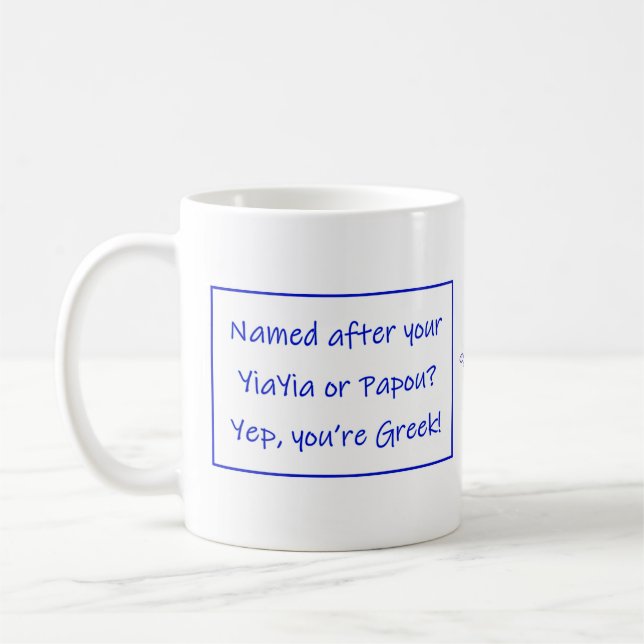 De Café Caneca Grega com Dito Sobre o Seu Nome (Esquerda)