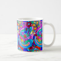 caneca groovy colorida do amor do estilo do hippie